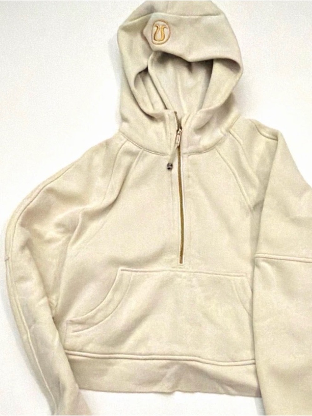 lululemon athletica Cream Half-Zip Hoodie with Gold Zipper Xs/S